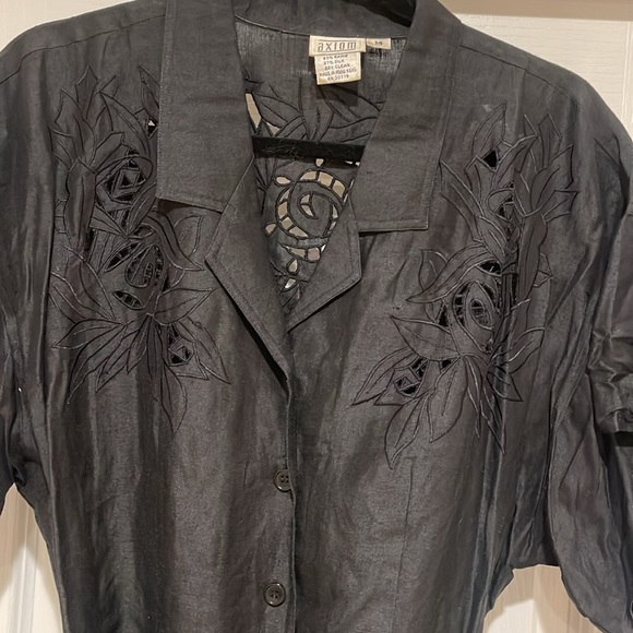 Axiom 1980s Does 1940s Black Vintage Dress Size 14 - Picture 4 of 12